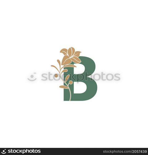 Letter B icon with lily beauty illustration template vector