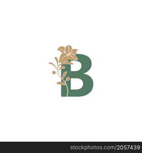 Letter B icon with lily beauty illustration template vector