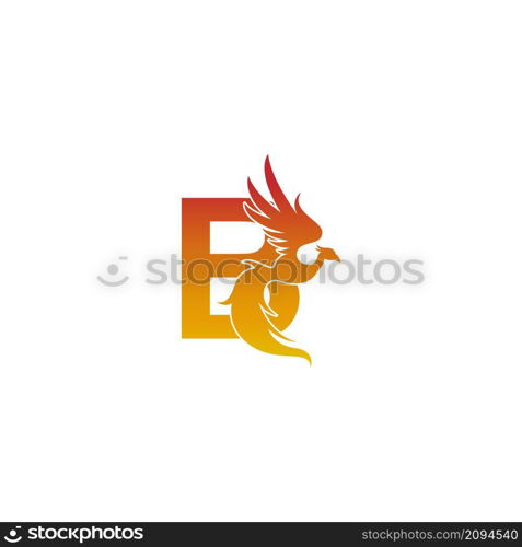 Letter B icon with phoenix logo design template illustration