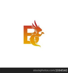 Letter B icon with phoenix logo design template illustration