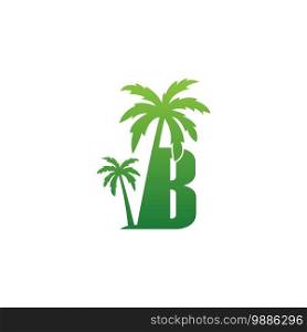 Letter B logo and  coconut tree icon design vector illustration