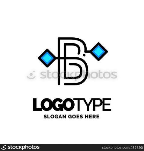 Letter B logo, Business corporate logo design vector. Blue and White Logo over Gray background. digital letter icon template for technology. Square shape, Colorful, Technology and digital abstract dot connection. Blue and Black Color logo design 100% Editable Template.