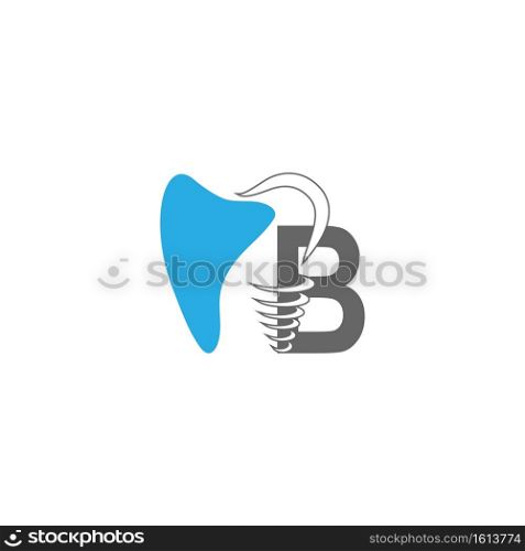 Letter B logo icon with dental design illustration vector 
