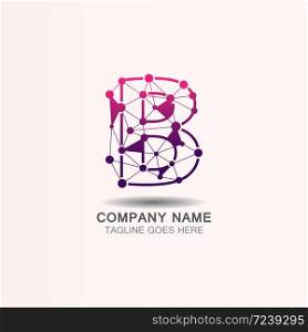 Letter B logo with Technology template concept network icon vector