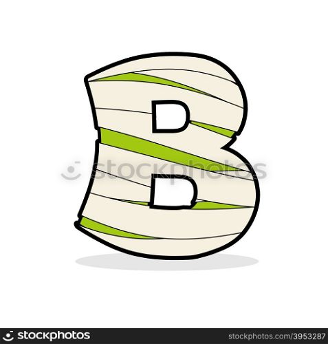 Letter B Monster zombie. Alphabetical icon medical bandages. Egyptian concept of template elements ABC
