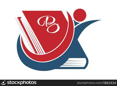 letter B on the cover of the book. Flat style
