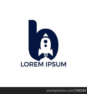 Letter B Rocket Logo Design. Letter B Logo With Rocket Launch Inside.