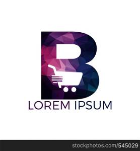 Letter B Shopping logo design. Abstract colorful shopping cart icon and smile. App Shopping Logo.