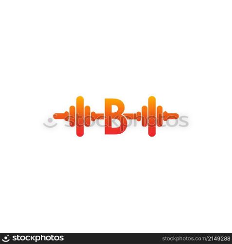 Letter B with barbell icon fitness design template illustration vector