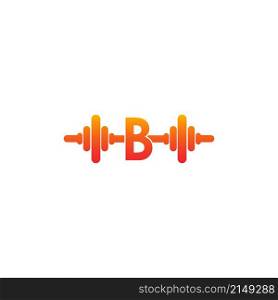 Letter B with barbell icon fitness design template illustration vector
