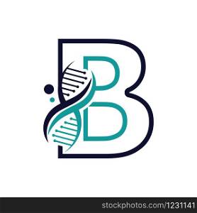 Letter B with DNA logo or symbol Template design vector