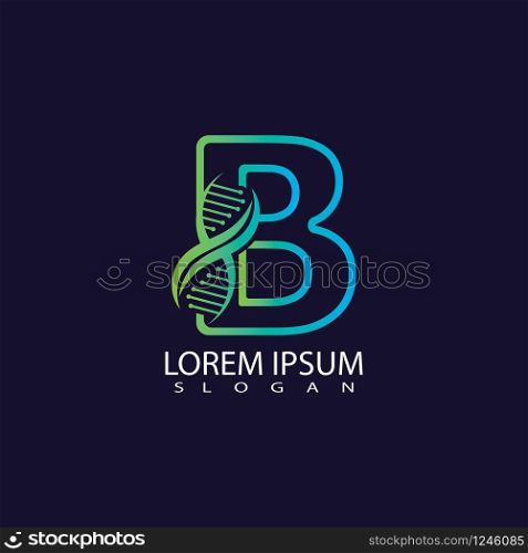 Letter B with DNA logo or symbol Template design vector