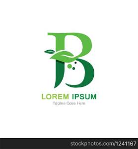 Letter B with leaf logo concept template design symbol