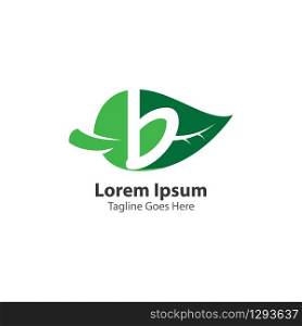 Letter B with leaf logo concept template design symbol