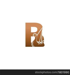 Letter B with logo icon viking sailboat design template illustration