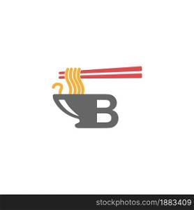 Letter B with noodle icon logo design vector template