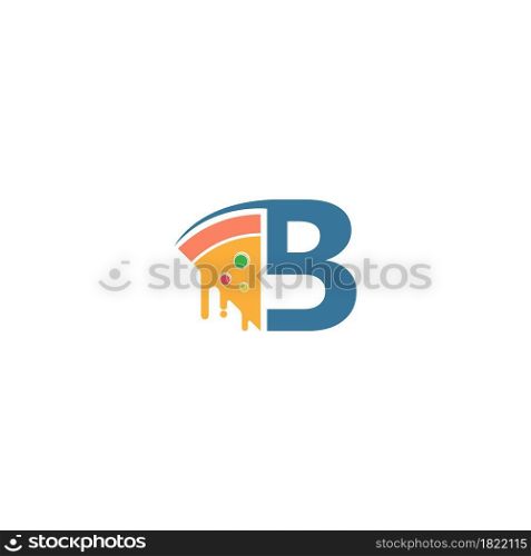 Letter B with pizza icon logo vector template