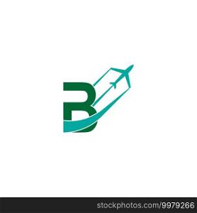 Letter B with plane logo icon design vector illustration