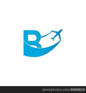 Letter B with plane logo icon design vector illustration template