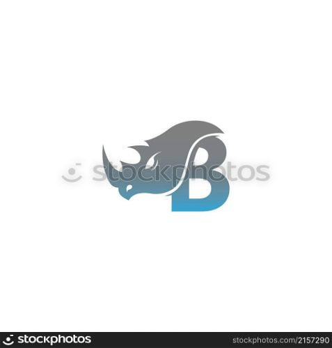 Letter B with rhino head icon logo template vector