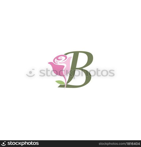 Letter B with rose icon logo vector template illustration