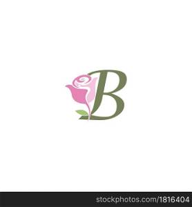 Letter B with rose icon logo vector template illustration