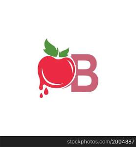 Letter B with tomato icon logo design template illustration vector