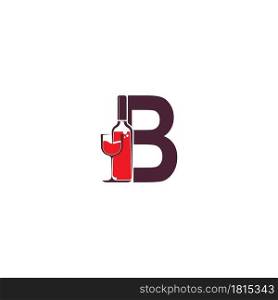 Letter B with wine bottle icon logo vector template