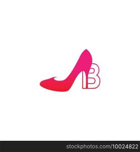 Letter B with Women shoe, high heel logo icon design vector template