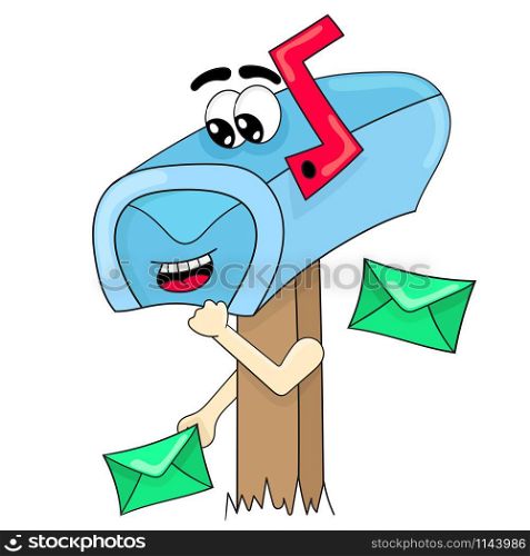 letter box with cartoon character face illustration