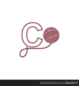 Letter C and skein of yarn icon design illustration vector