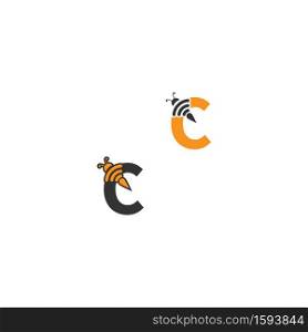 Letter C bee icon  creative design logo illustration