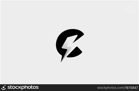  Letter C Bolt Logo Vector Design Icon Illustration