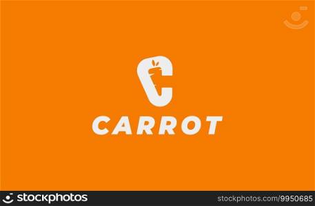 Letter C Carrot Logo Design Vector Icon Illustration