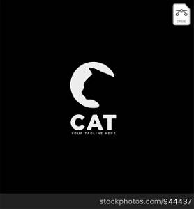 letter C cat pet animal type logo template vector icon element isolated. letter C cat pet animal type logo template vector icon