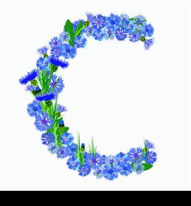 Letter C, collected from the flowers of cornflower