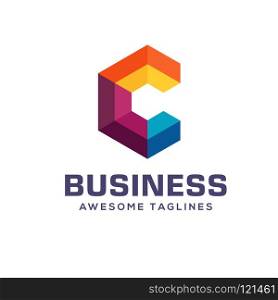 Letter C color Logo template vector design logo, geometric color Letter C Logo template for your business