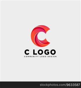 Letter c community human logo template icon Vector Image
