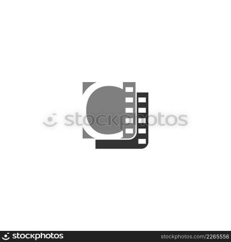 Letter C icon in film strip illustration template vector