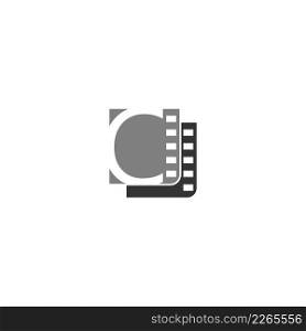 Letter C icon in film strip illustration template vector