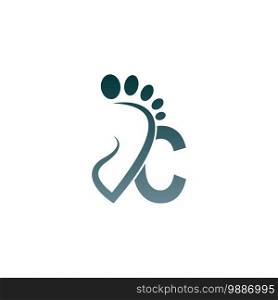 Letter C icon logo combined with footprint icon design template