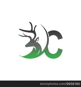 Letter C icon logo with deer illustration design vector