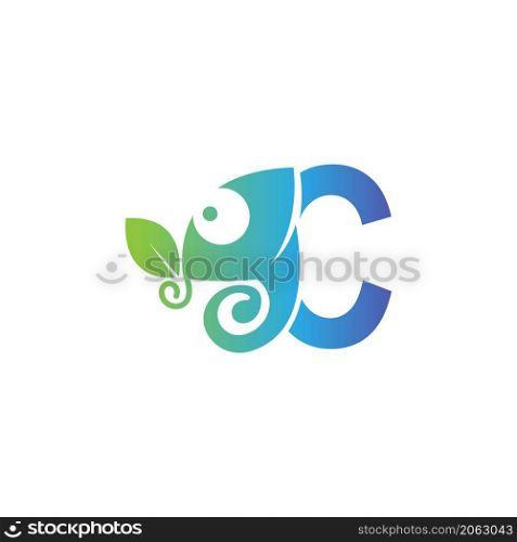 Letter C icon with chameleon logo design template vector