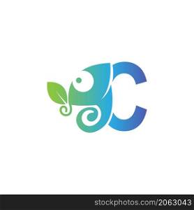 Letter C icon with chameleon logo design template vector