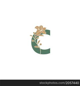 Letter C icon with lily beauty illustration template vector