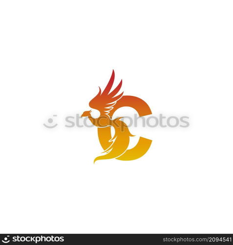 Letter C icon with phoenix logo design template illustration