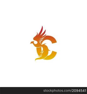Letter C icon with phoenix logo design template illustration