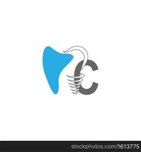 Letter C logo icon with dental design illustration vector 