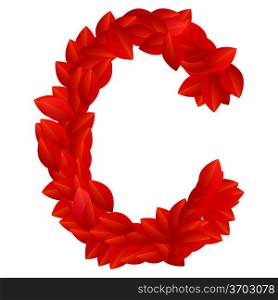 Letter C of red petals alphabet