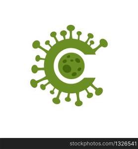 letter c symbol with abstract Novel Corona virus vector illustration